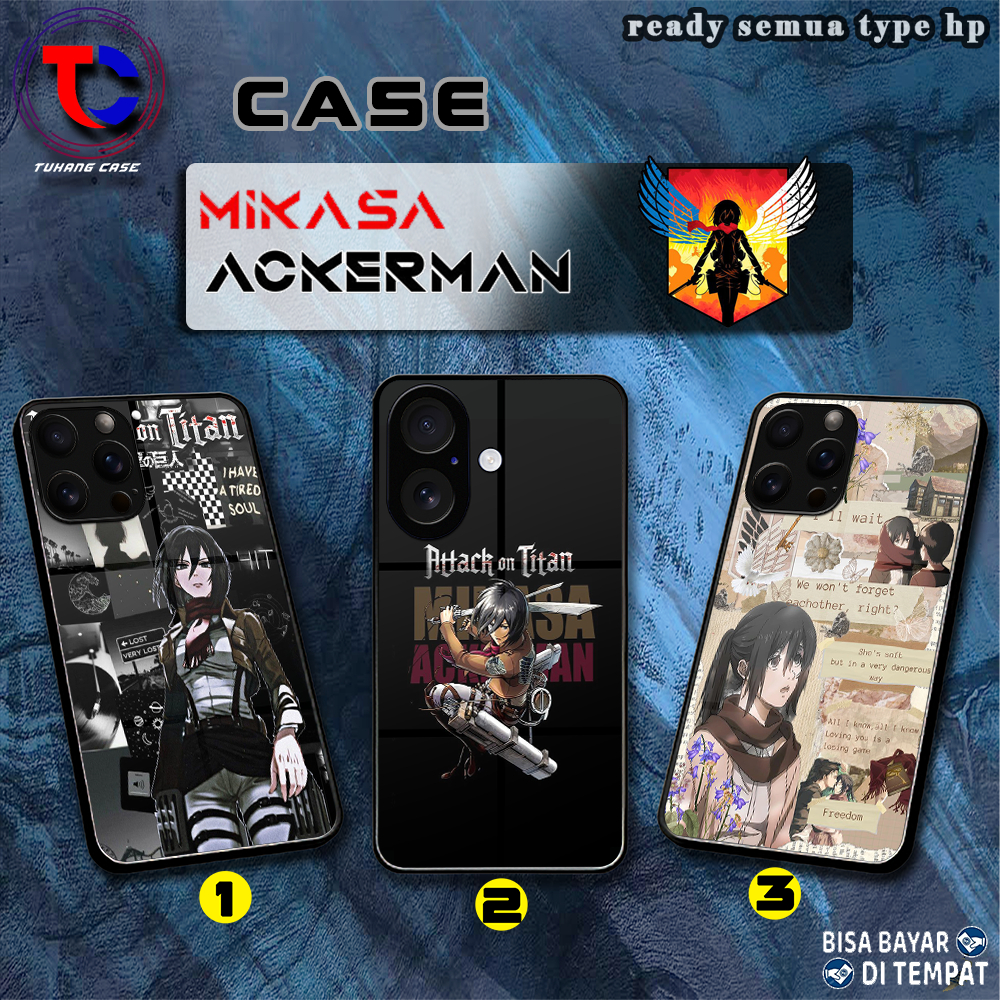 Mikasa Ackerman Softcase Glass - Softcase Glossy - Softcase Kaca  Iphone samsung xiaomi redmi oppo i