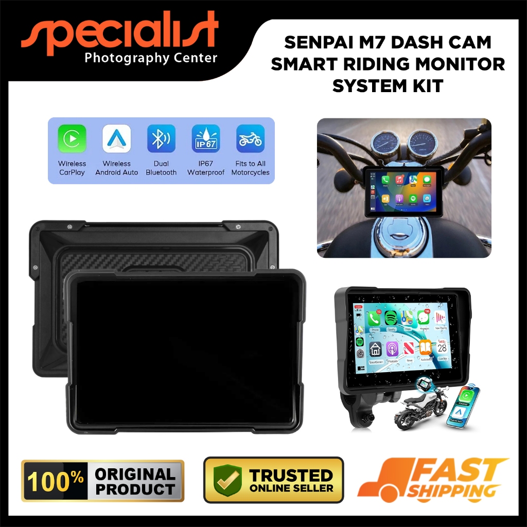 Senpai M7 Dash Cam Smart Riding Monitor System Dual Cam Motorcycle Smart Screen Dashcam Monitor Moto