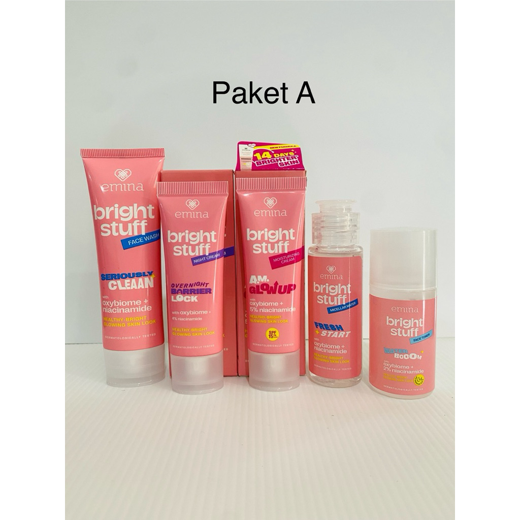 Paket EMINA 1 Paket Series Lengkap / Paket Hemat Emina Bright Stuff Untuk Kulit Normal Mencerahkan