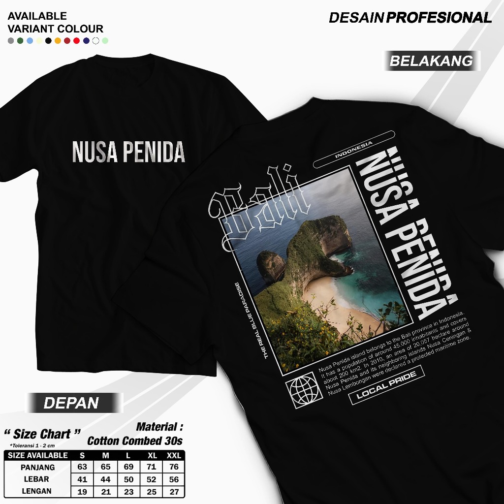 Kaos Oleh Oleh Bali Nusa Penida Tshirt Unisex Souvenir Gift Lengan Pendek