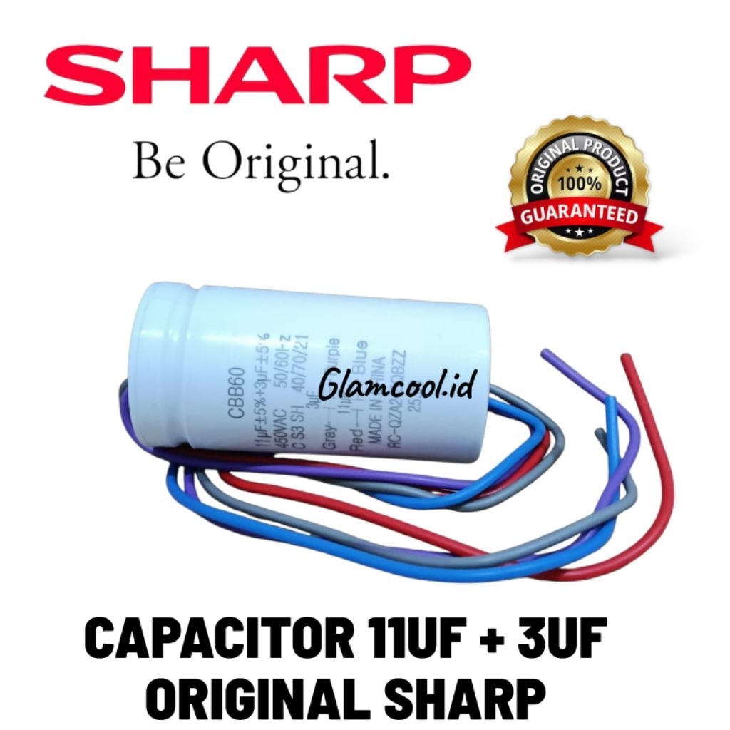 ES-T65 ES-T65M T65NT KAPASITOR 11+3UF MESIN CUCI SHARP 2 TABUNG ORIGINAL