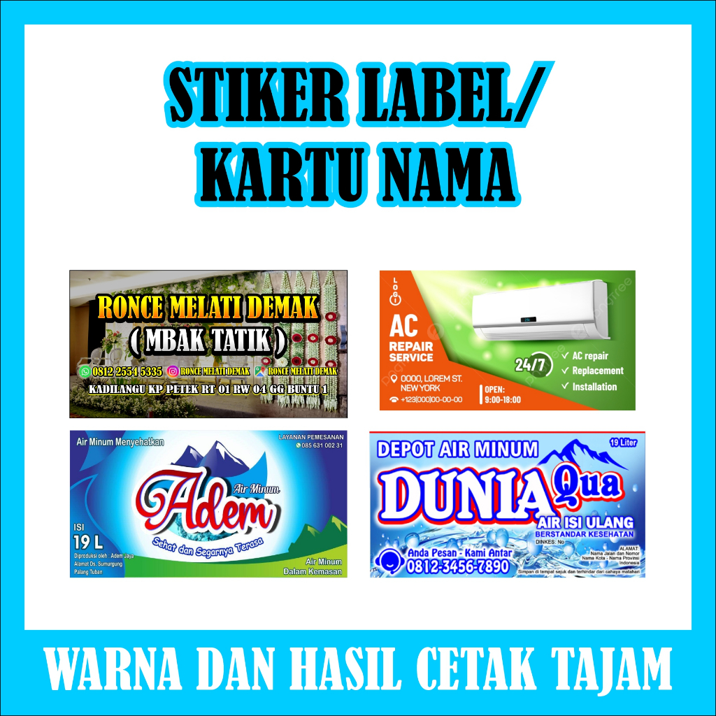 Custom Cetak Stiker Label Kartu Nama Murah | Cocok untuk Usaha & Online Shop