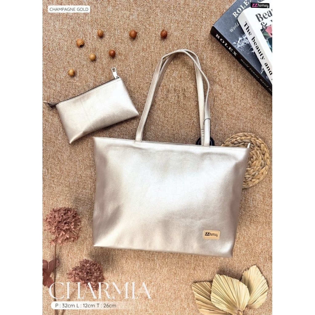 FREE POUCH ‼️TOTEBAG SIMPEL || TAS WANITA || CHARMIA TOTEBAG BY ZZ HOMEY