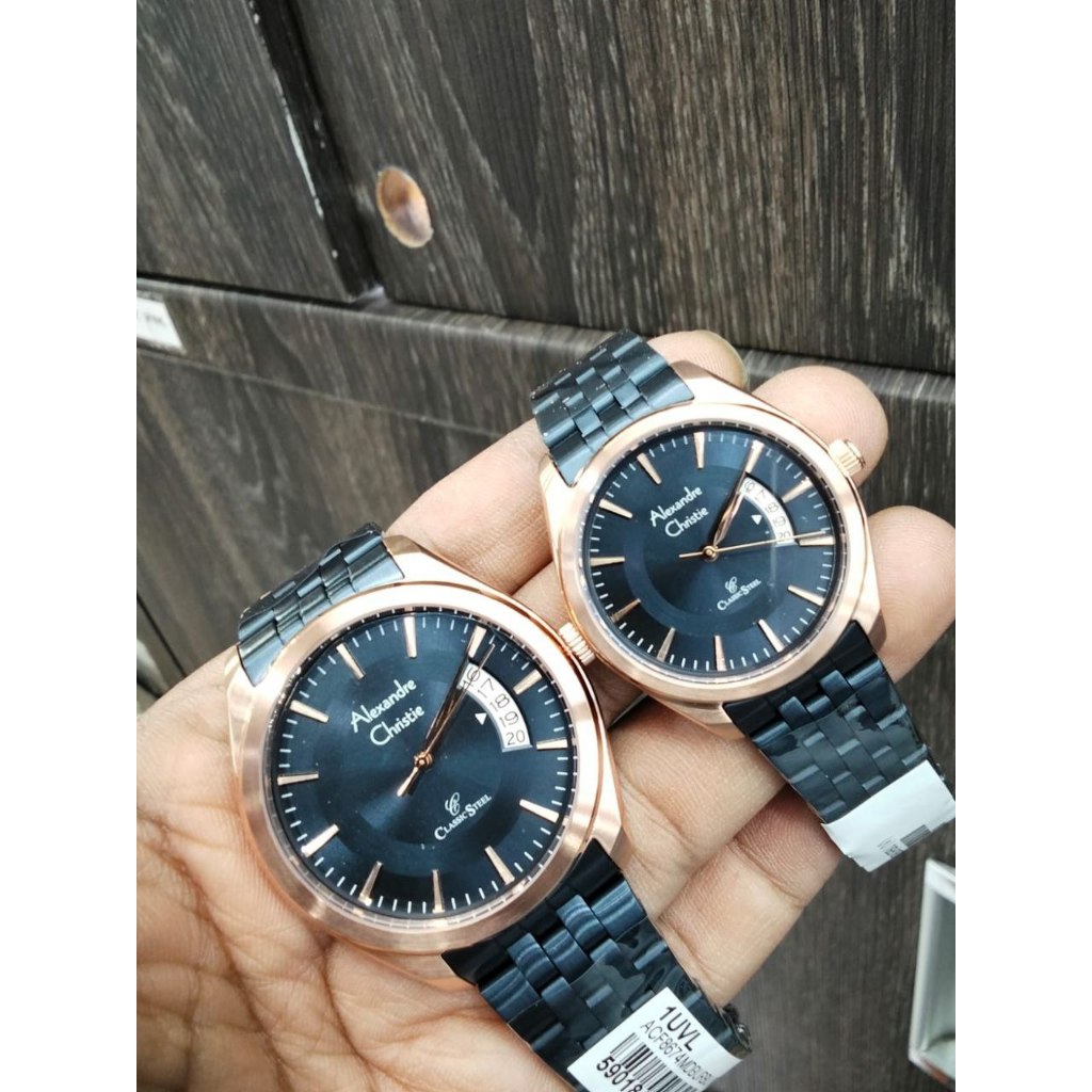 Jam Tangan Couple Ac 8674 Tanggal Aktif Besi Anti Karat Watches Coupe / Watch Sale