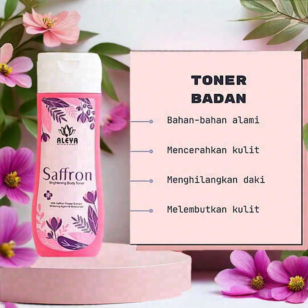 Toner Whitening Badan Aleya Skincare Toner | Pemutih Badan Saffron Original Toner - BPOM NA 18210100