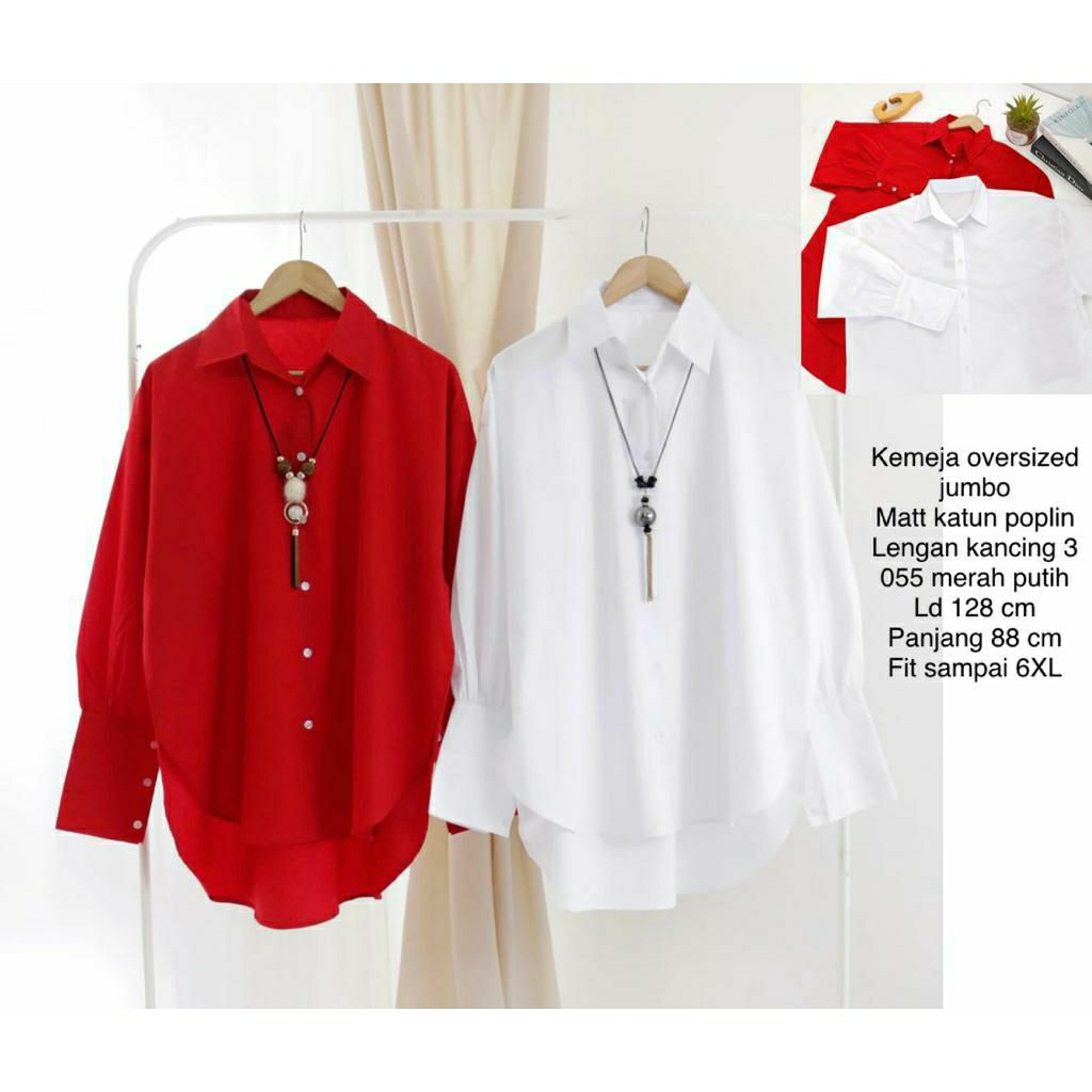 kemeja merah putih wanita