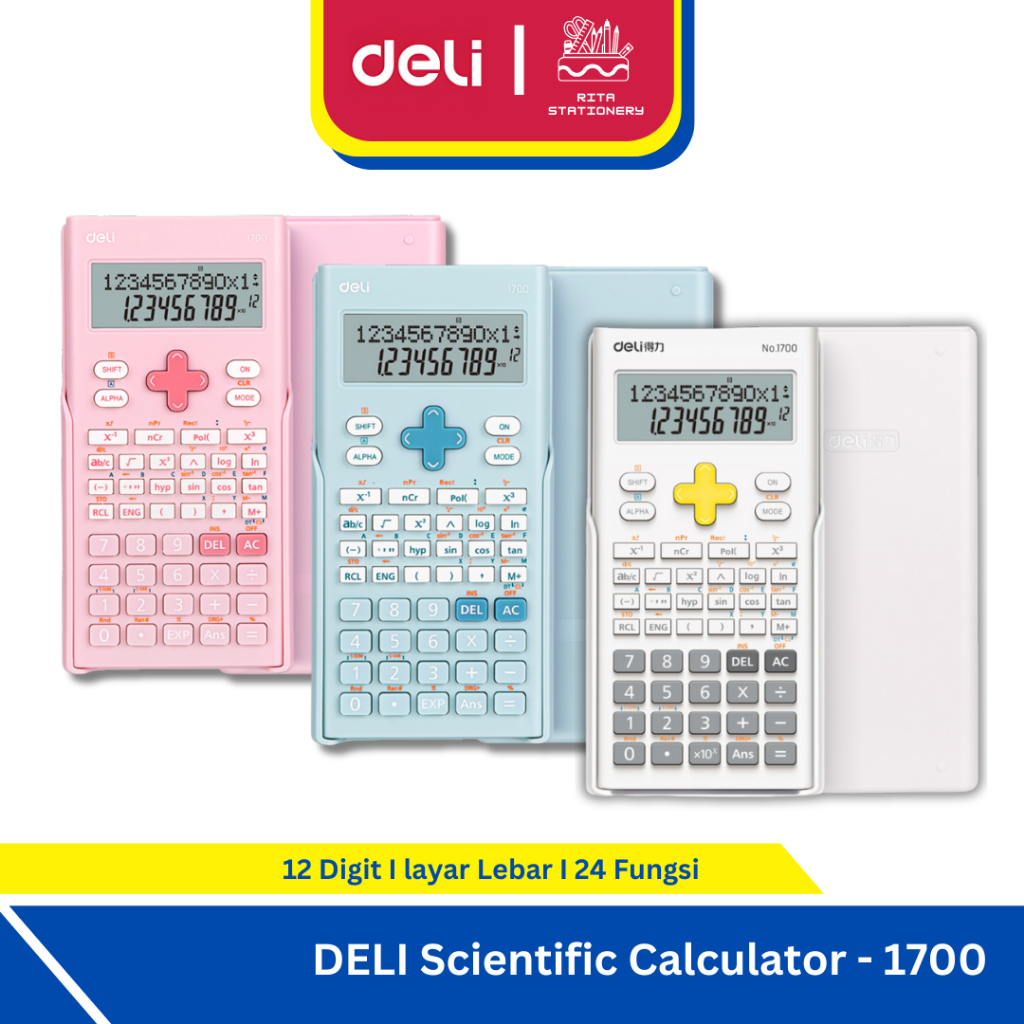 Deli Scientific Calculator/ Kalkulator Ilmiah Lucu Pink / Putih / Biru 12 Digit 240 Fungsi - 1700