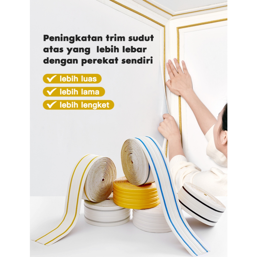 KHUSUS 10 PCS Wall Border List 3D Foam / Wallpaper Dinding List Stiker 14 CM X 2,3 M.