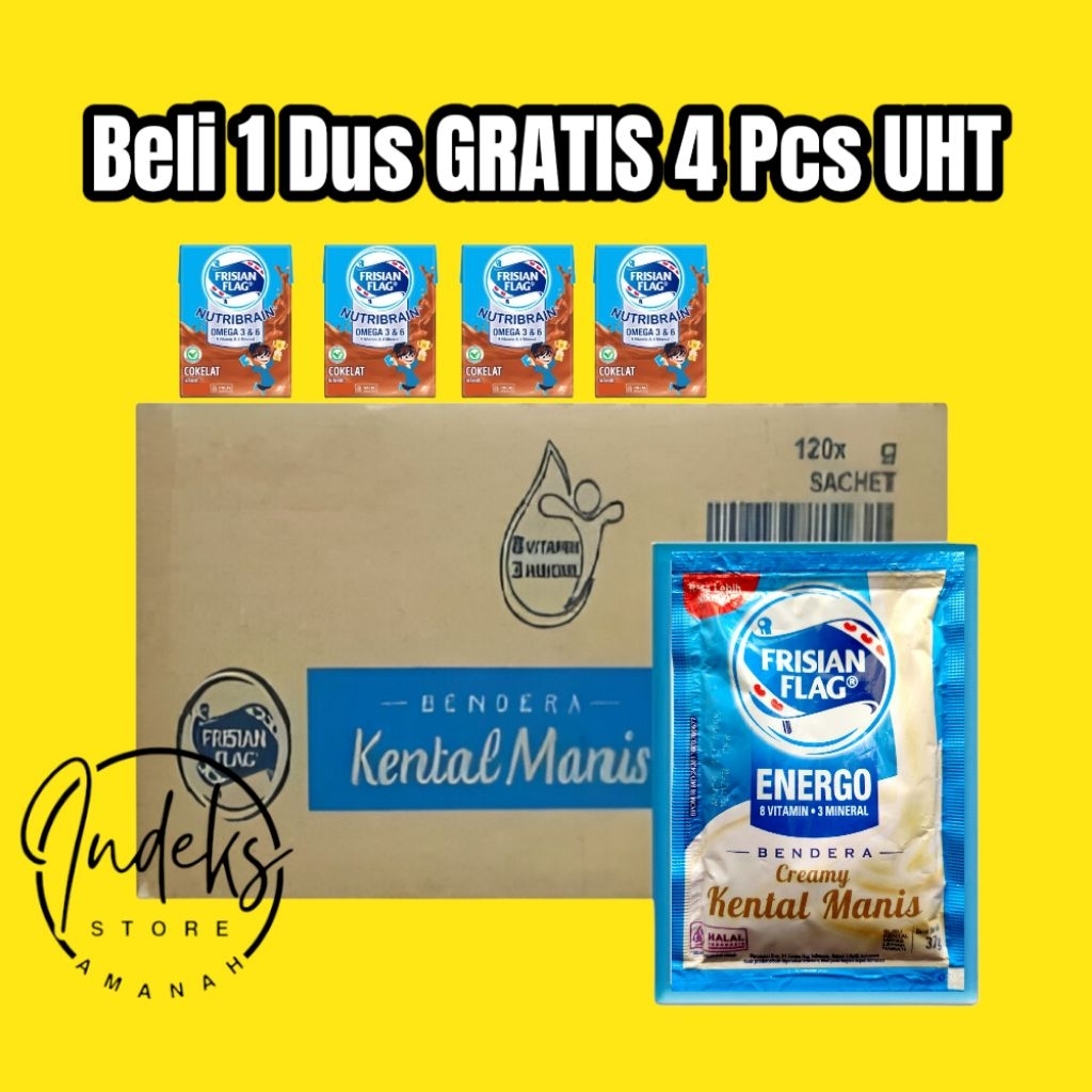 

Susu Kental Manis Frisian Flag Sachet 1 Dus Karton Berhadiah susu UHT 110ml 4 Pcs