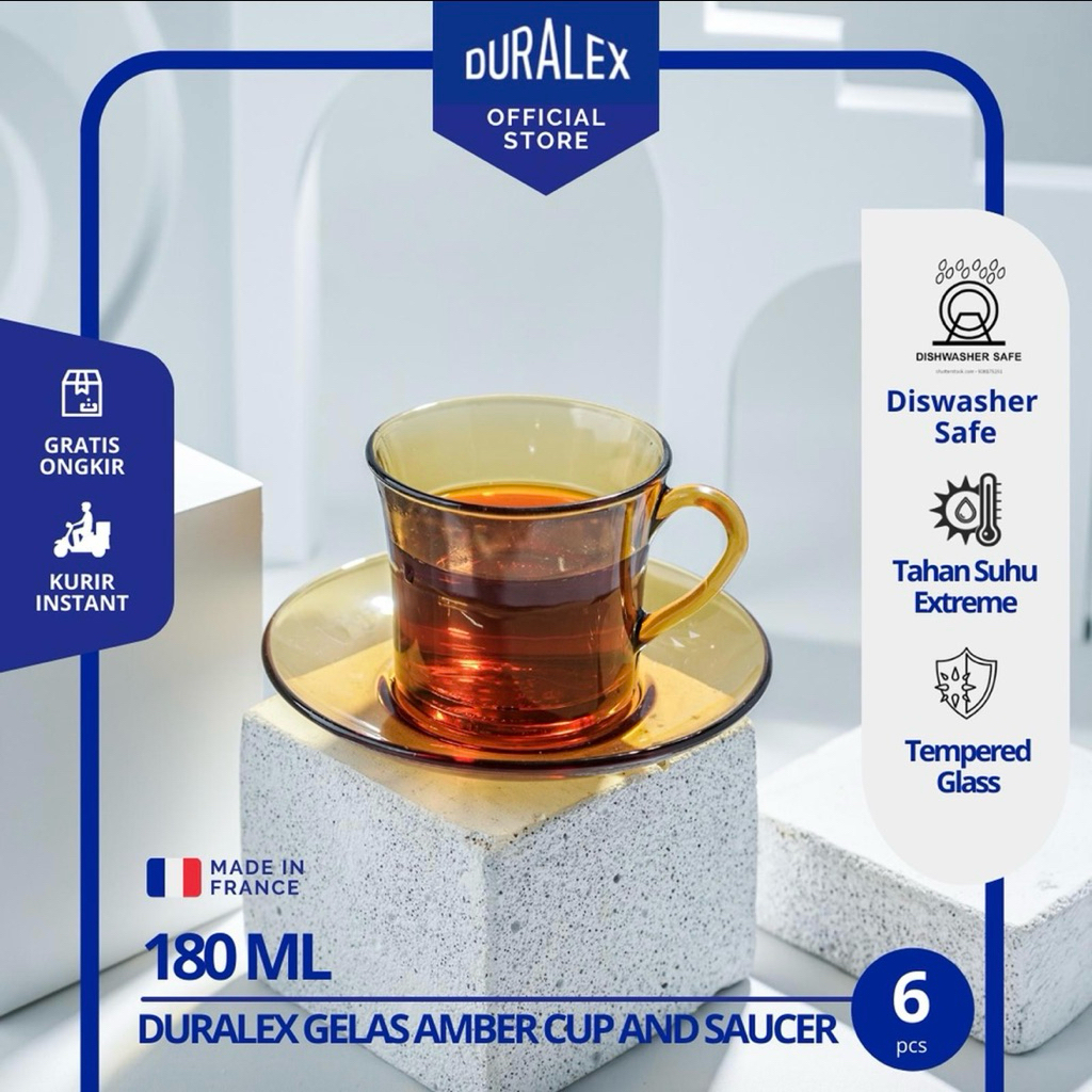 Duralex - Gelas Duralex Amber Berkualitas Tinggi Made in France - Cangkir Duralex - Gelas Kopi - Can
