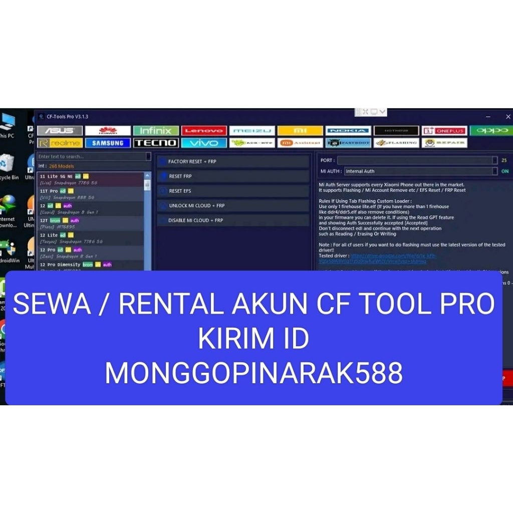 SEWA AKUN CF TOOL