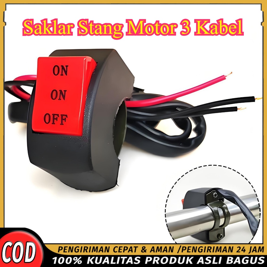 Saklar On Off Universal Motor / Saklar Lampu Tembak / Saklar Stang Motor 3 Fungsi 3 Mode Multi Fungs