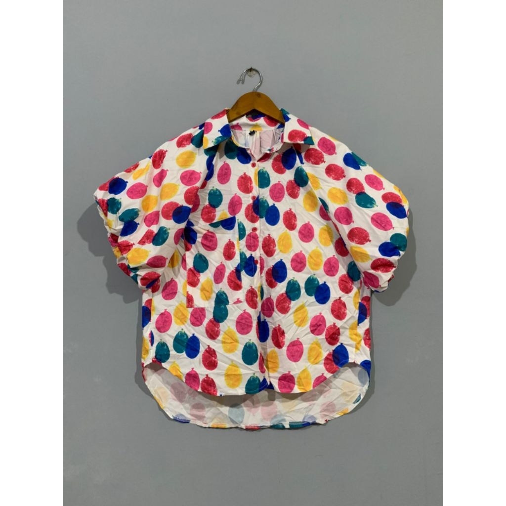 Preloved Blouse Kemeja Balon Lengan Pendek