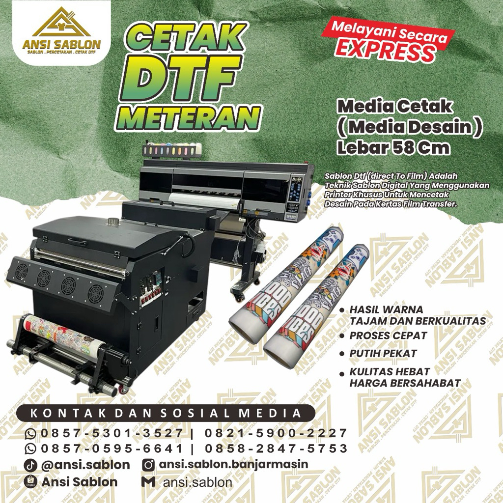 Cetak Dtf Meteran,Siap Press Area Cetak 58cm
