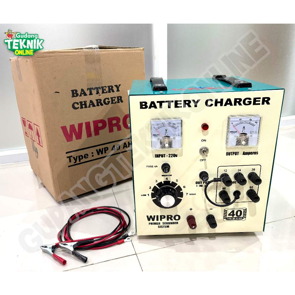 WIPRO Charger Aki Motor Mobil WIPRO WP-40AHR WP-40AHS 40A Reguler Rotary / Ces Cas Aki Baterai Batte