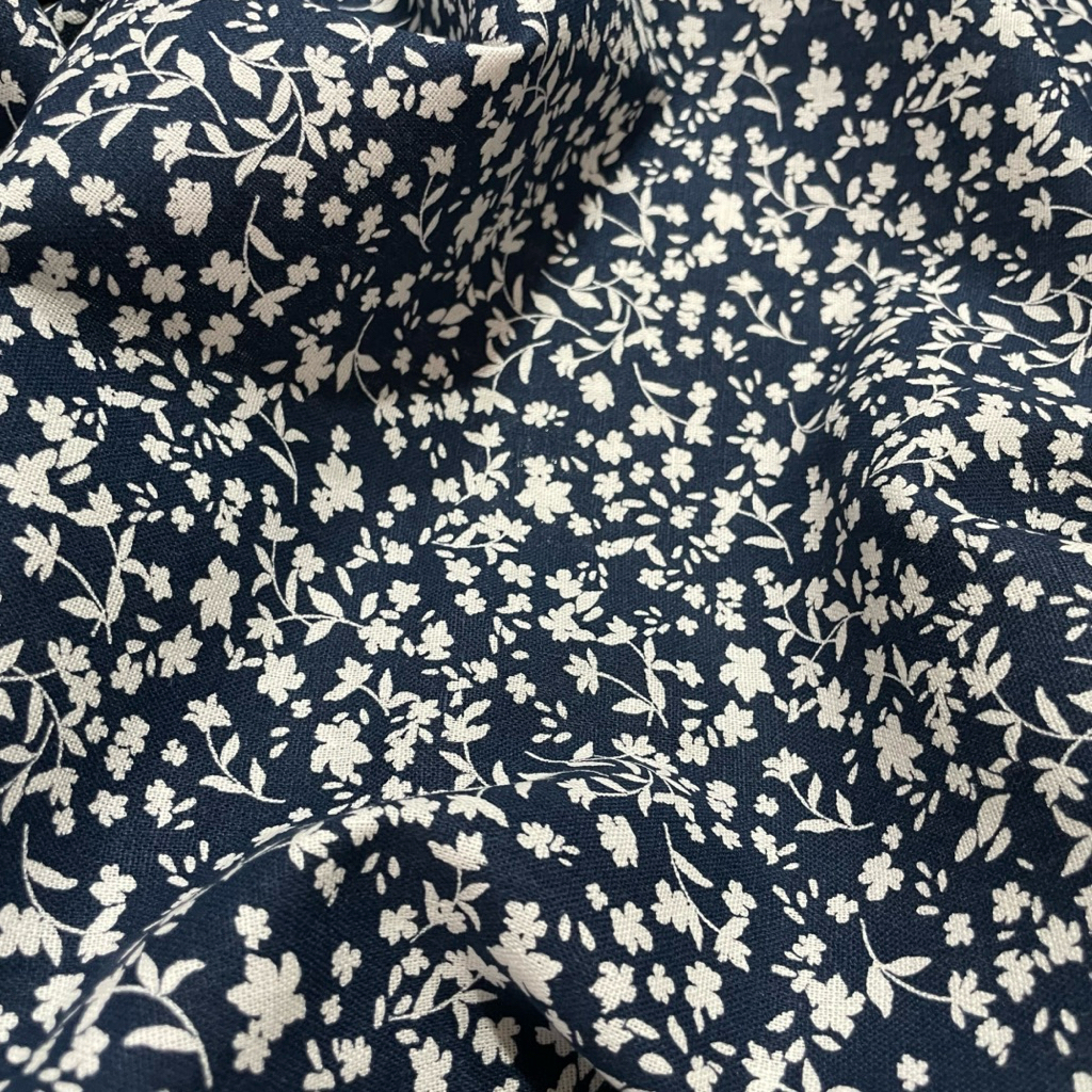 kain katun linen motif kembang/kain linen motif bunga-bunga