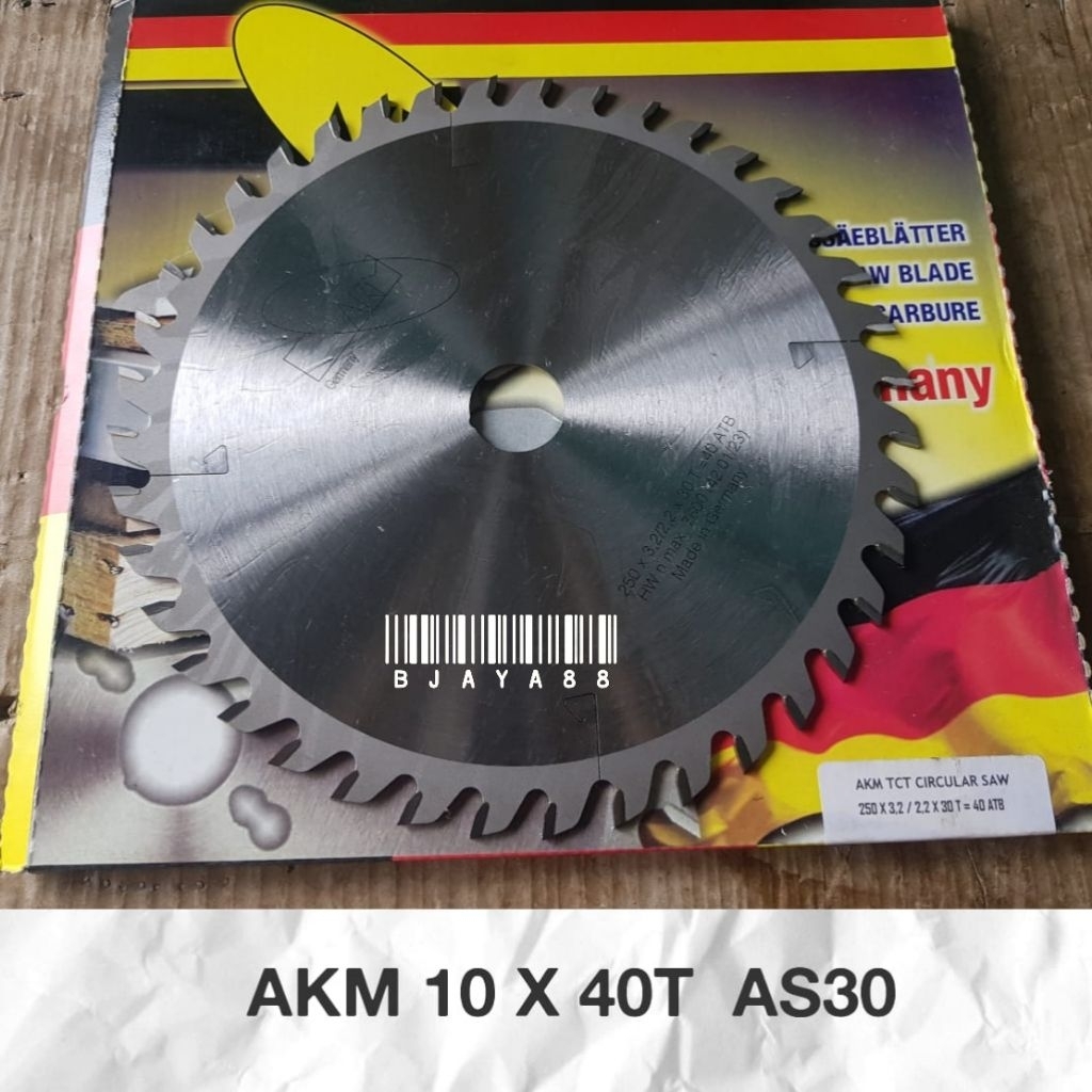 AKM PISAU GERGAJI CIRCULAR SAW BLADE  10" X 40T GIGI AKM GERMANY
