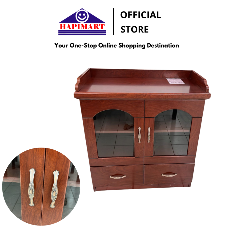 Meja Kabinet/ Desain Klasik Pintu Kaca Kayu 2 Lapisan Lemari Penyimpanan Kantor Kecil Lemari Arsip P