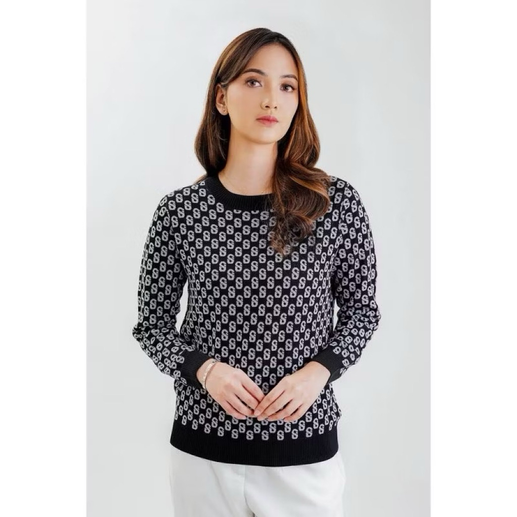 NEW Benang Jarum x Buttonscarves Signature Long Cardigan Monogram Cardigan Sweatshirt Black