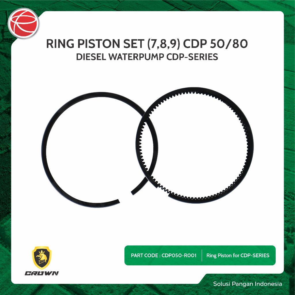 RING PISTON SET (7,8,9) CDP 50/80 / SPAREPART CROWN DIESEL PUMP CDP-50 / POMPA AIR IRIGASI MESIN DIE