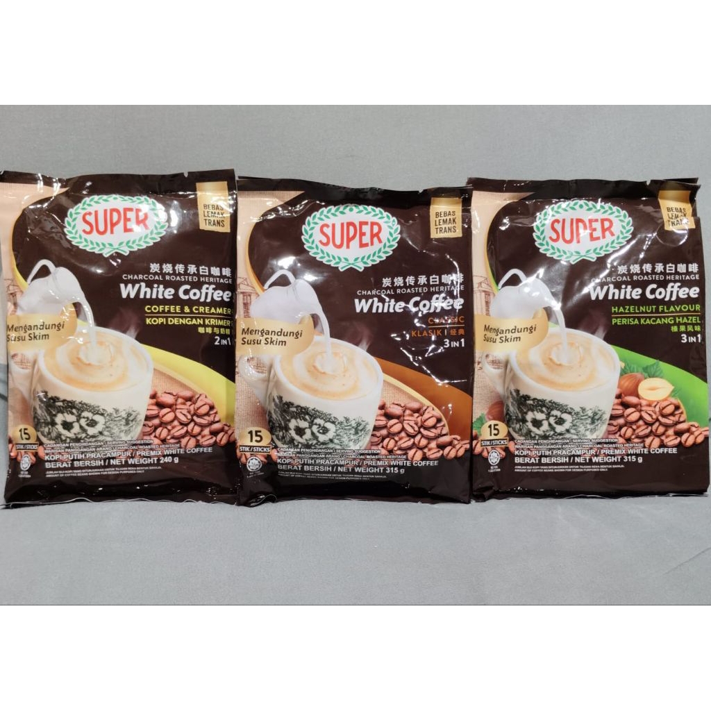Super White Coffee Charcoal Roasted Herritage Classic | Hazelnut | Brown Sugar 15s Malaysia