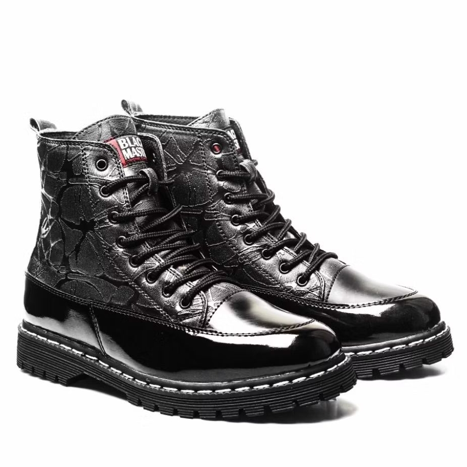 Sepatu Docmart Tinggi Boots Pria 8 Hole Hitam Original - Black Master