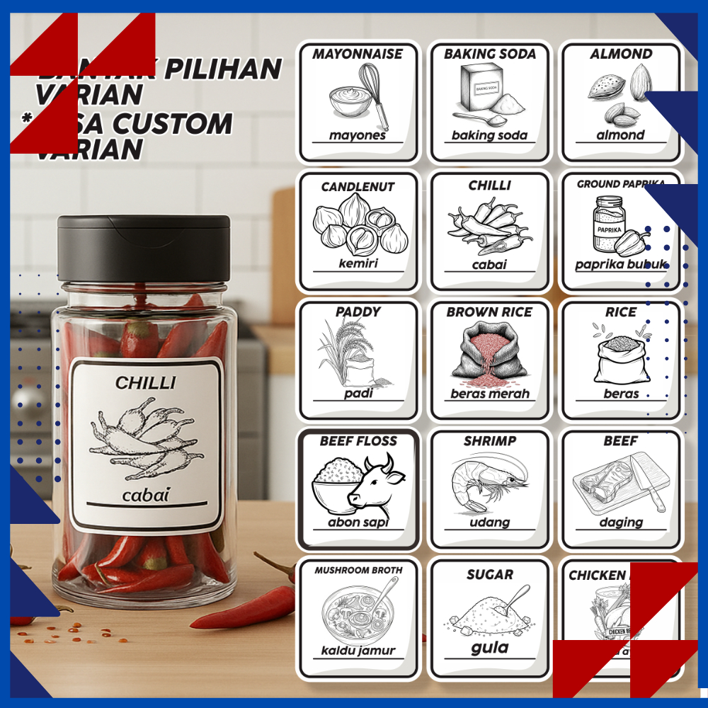 Stiker Label Bumbu Dapur Sticker Nama Nama Bumbu Dapur