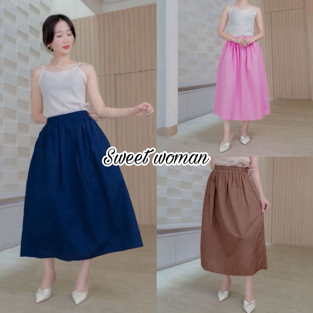Sweet woman - rok simple katun jepang import