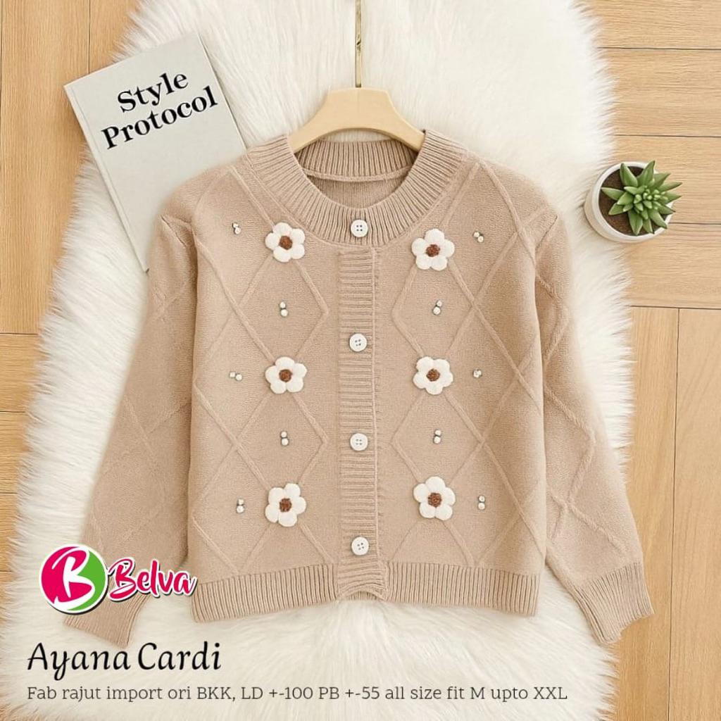AYANA NATSU • SHIKA CARDI CARDY CARDIGAN RAJUT MOTIF IMPORT BY BELVA KOREAN STYLE LOOK