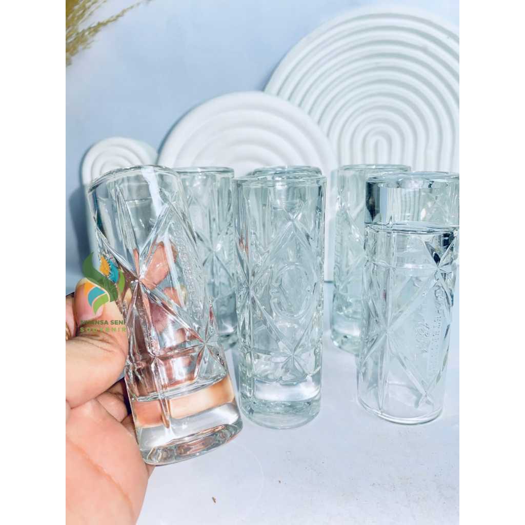 Souvenir Gelas Sloki Tinggi Gelas Kaca Minum Wiski Gelas Jamu Tinggi Langsing Bening Polos