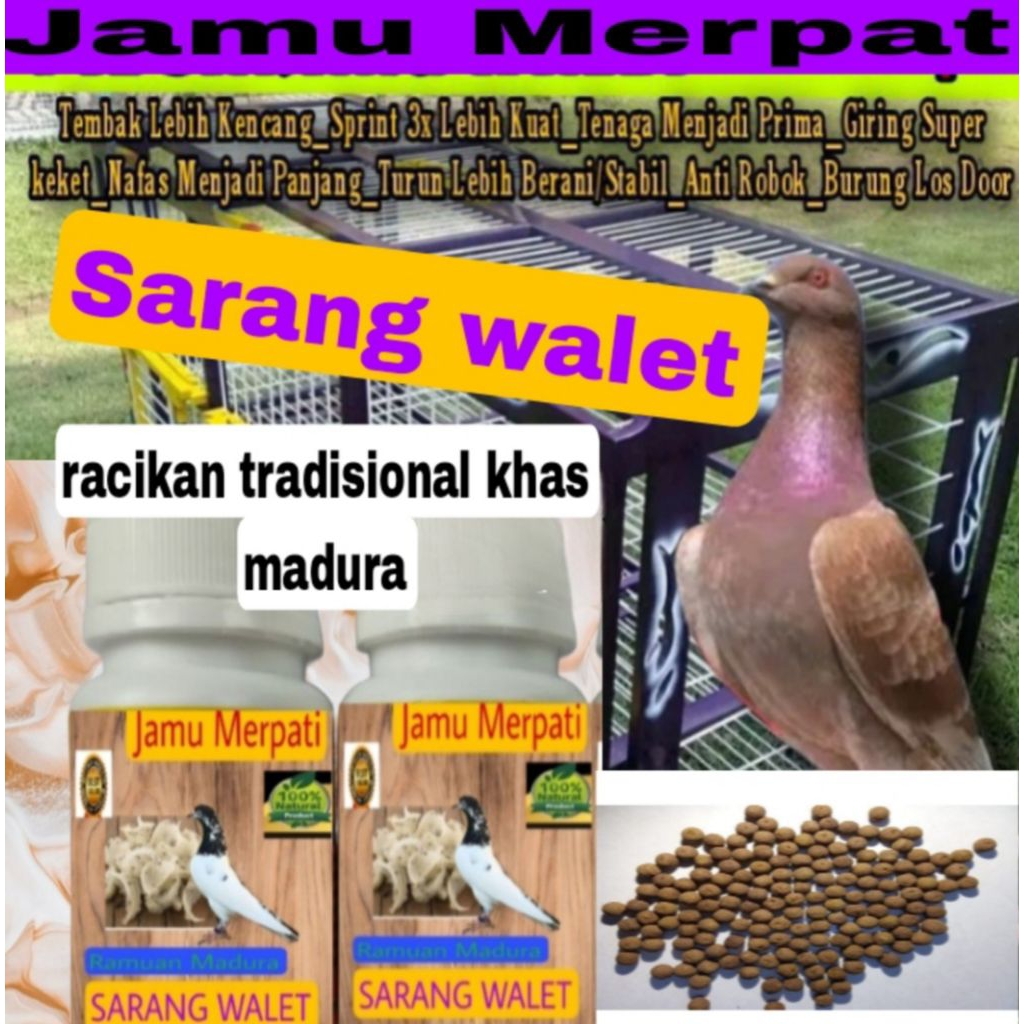Doping Merpati SARANG WALET isi 100 Butir jamu merpati herbal Laras Ati jamu merpati super Giring ke