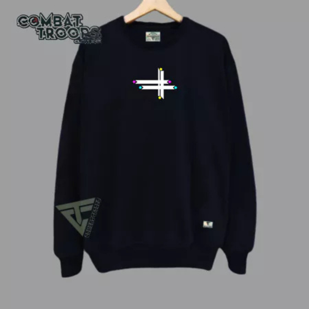 Sweater Pria Distro Japan Crewneck Hitam Sablon Suiter Cowok Jumbo Switer Krunek Oversize Bigsize