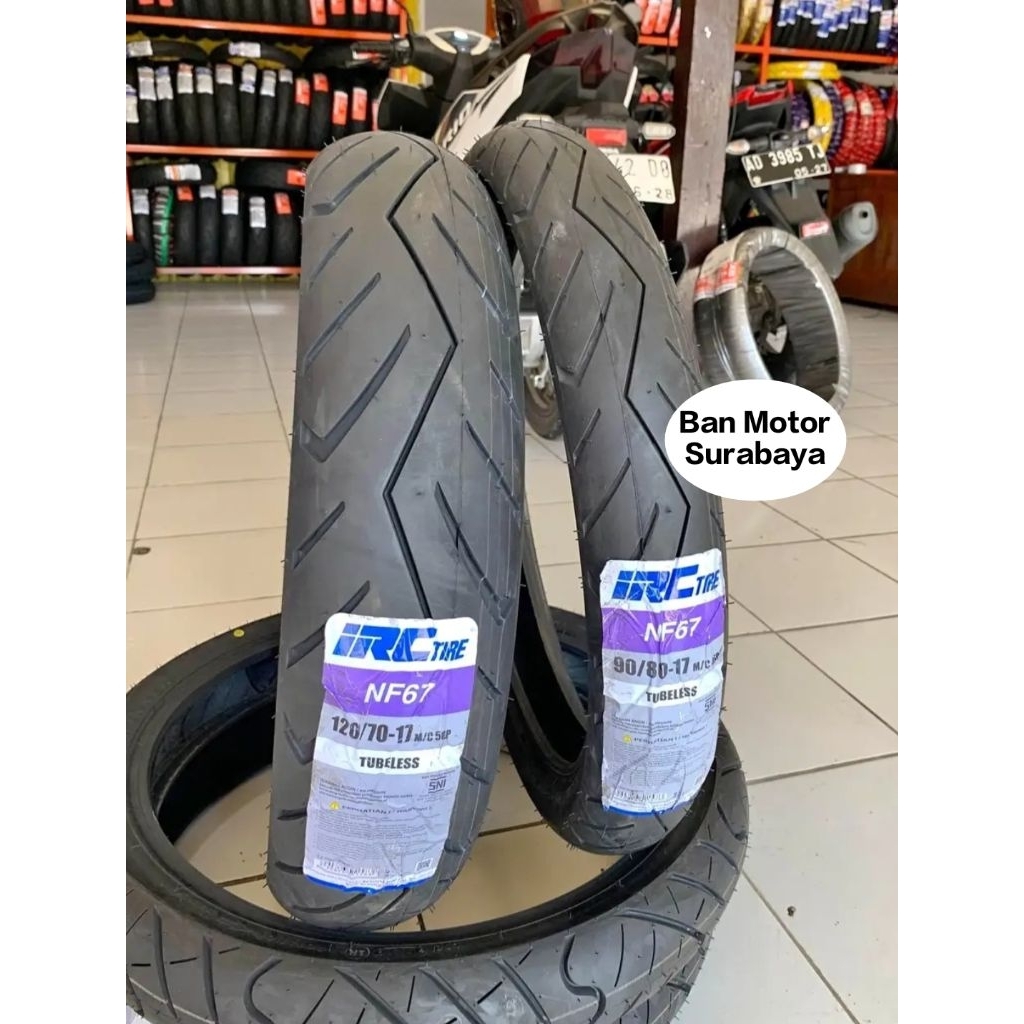 Paket Ban Sepasang  IRC 90/80-17 & 120/80-17 NF67 Tubeless Paket Ban Depan Belakang Vixion