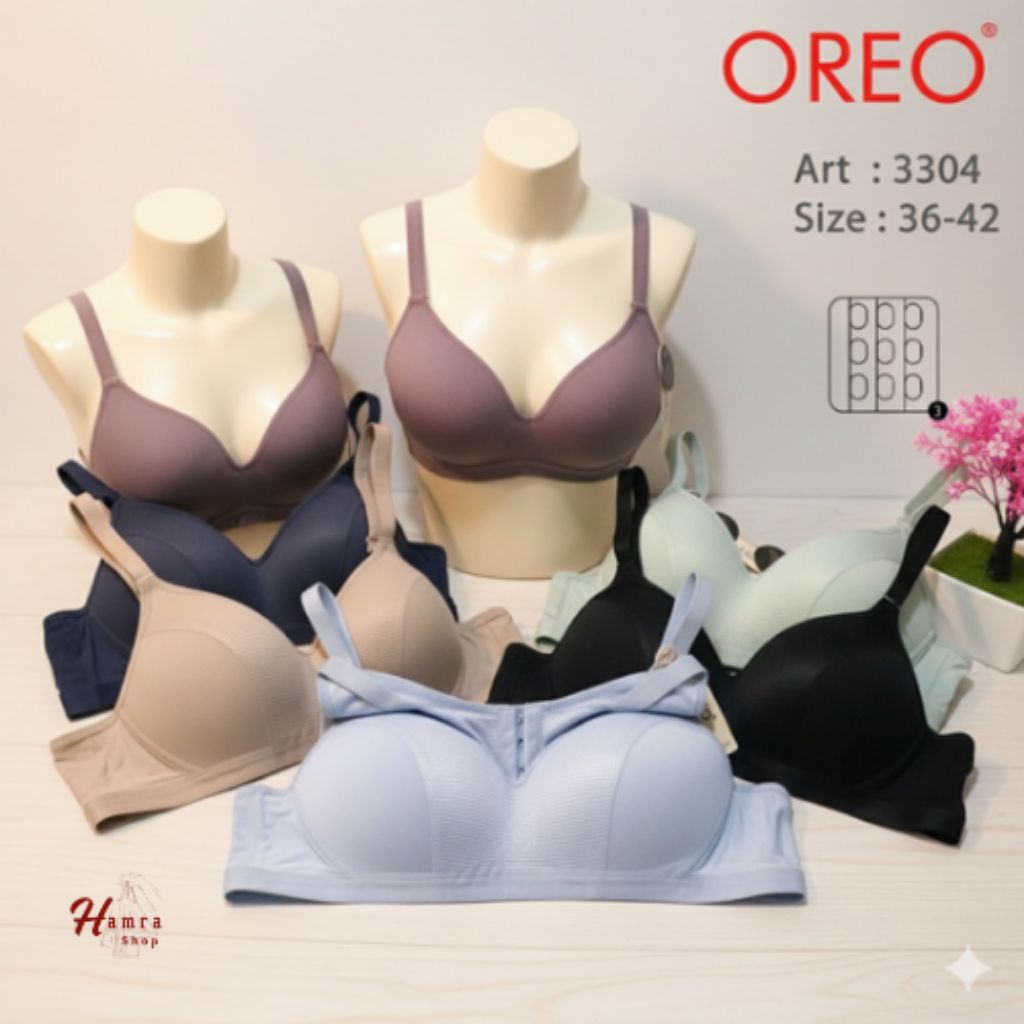 Bra Oreo Art 3304 BH Original Cup B Kait 3 Busa Tipis Nyaman Tanpa Kawat