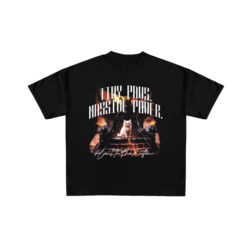 CNOUS | Black Oversized T-shirt (Unisex) "Massive Power" | Kaos Hitam Oversize Kucing Retro Premium 