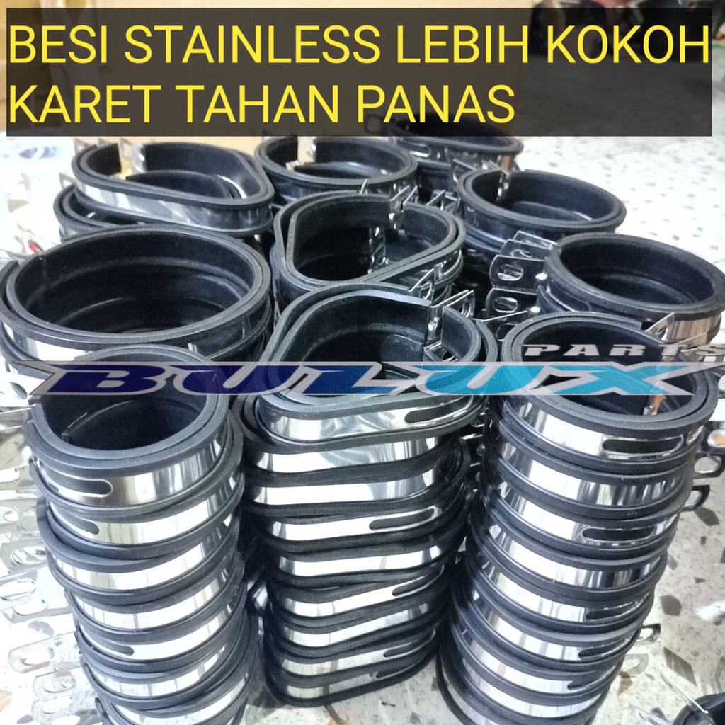Bracket Breket Klem Tabung Knalpot Stainless Stenlis Racing Tahan Panas Kuat Tebal 1mm Motor Oval