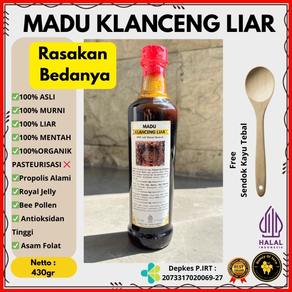 Madu Hitam Klanceng Liar Asli Murni Raw/Lanceng/Kelulut/Gala-Gala/Tiweul/Trigona/Stingless Bee - Hon