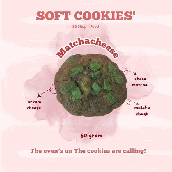 

BEST PRICE - Soft Cookies Matchacheese / Matcha / Greentea Creamcheese kukis by SG Food HOMEMADE 60gram