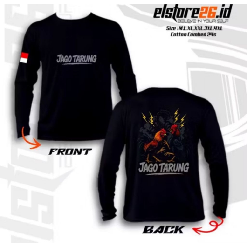 Kaos Distro Ayam Petarung Jago Tarung Lengan Panjang - Tshirt Distro Viral