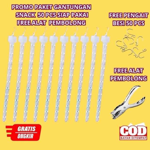 PROMO 50 PCS GANTUNGAN SNACK FREE PEMBOLONG SNACK GANTUNGAN SNACK WARUNG CANTOLAN SNACK GANTUNG STRI
