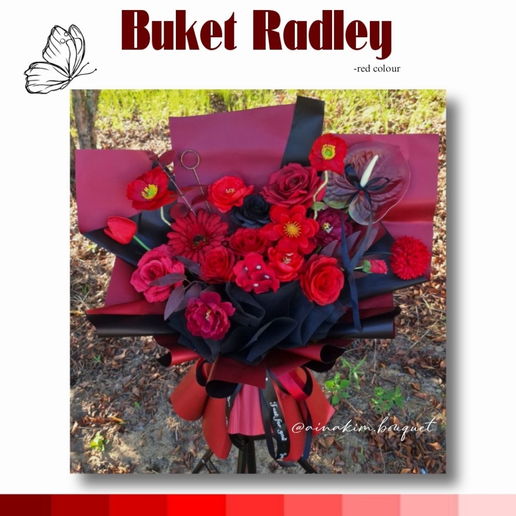 buket merah hitam glamour
