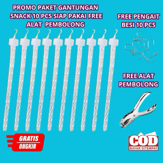 PROMO 10 PCS GANTUNGAN SNACK FREE PEMBOLONG SNACK GANTUNGAN SNACK WARUNG CANTOLAN SNACK GANTUNG STRI