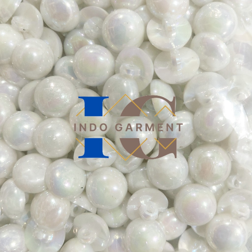 Juleashop [144Pcs] Kancing Jamur Bulat Putih Kilap Mutiara 20L (13Mm) - Kancing Jamur Mutiara Putih