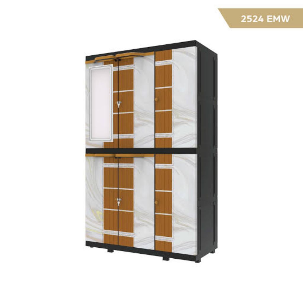 Lemari Plastik Kaca - Lemari Pakaian - Lemari 3 Pintu - Lemari Kaca - Naiba - Mega Fit Classic Mirro