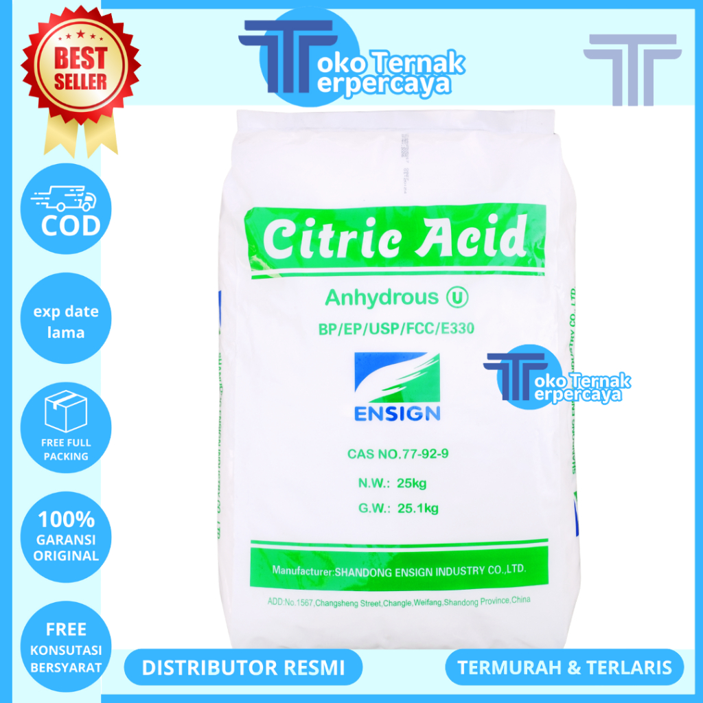 CITRIC ACID ANHYDROUS 25 KG (KHUSUS KURIR INSTAN) - Sitrun Citrun Makanan Asam Sitrat Citrun Acid