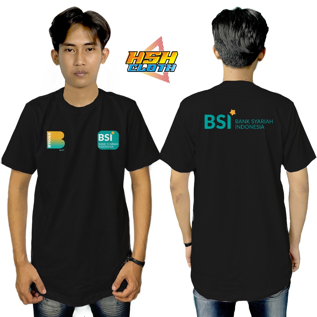 Baju Kaos Distro BSI Beyond Logo Bank Syariah Indonesia Perusahaan Bisa Custom - HSHCloth