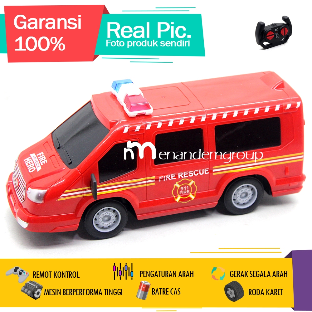 Mainan Mobil Remot Kontrol RC Van Hiace Ambulans Pemadam Polisi Emergency 911 Batre Cas