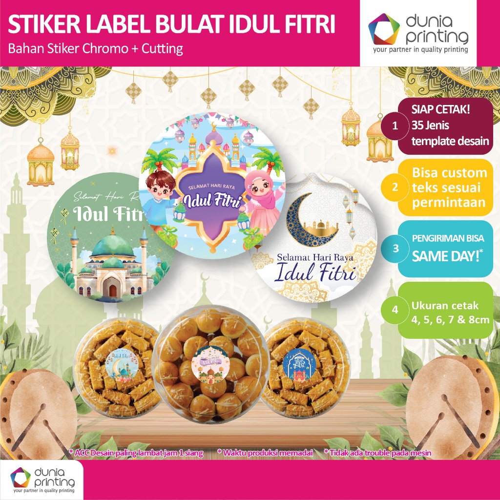 Sticker Lebaran Toples Bulat | Stiker lebaran Toples Bulat Cromo Custom Lebaran / Idul Fitri / Ramad