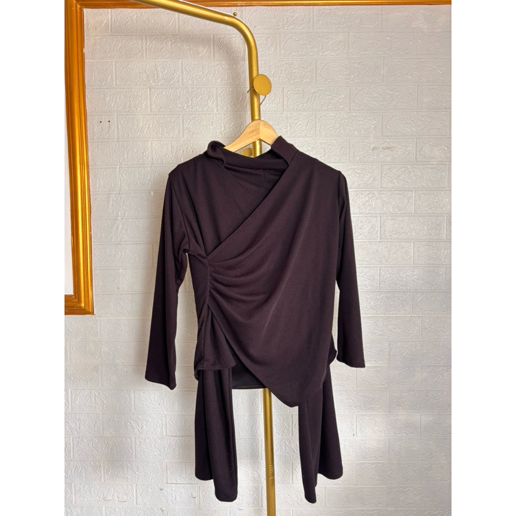 kiera set cutbray knit - set celana knit hitam