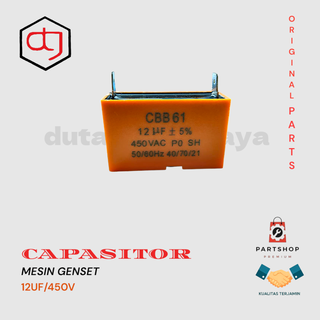CAPASITOR KAPASITOR CBB 61 12 UF 450 VAC MESIN GENSET